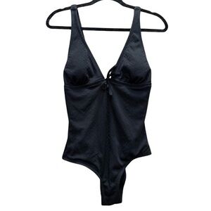 Kona Sol One Piece Black Swimsuit Sz Small Snake Jacquard Medium Coverage